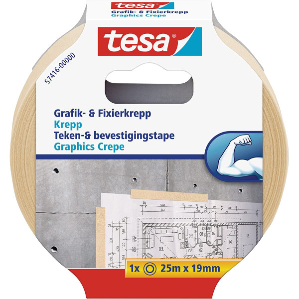 Ruban adhésif de fixation Krepp Tesa 25m x 19mm