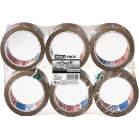Lot 6 rouleaux adhésif emballage havane 66m x 50mm Tesa Pack