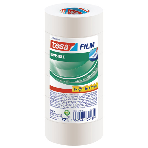 Lot de 6 rubans adhésif invisble Tesa 33m x 19mm