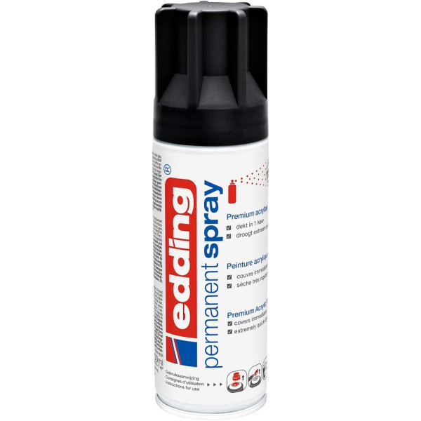 Bombe de peinture acrylique permanent Edding 5200 noir mat