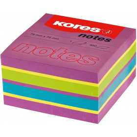 Bloc de notes adhésives 75 x 75 mm Kores couleurs néon