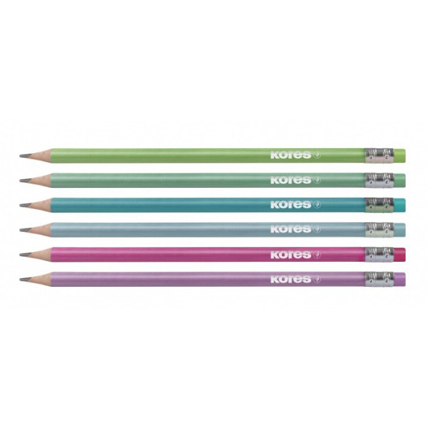 Pochette de 6 crayons de couleur Kores couleurs pastels