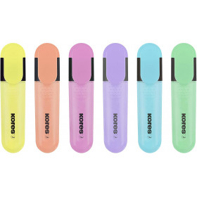 Pochette de 6 surligneurs pointe biseautée couleurs pastels Kores Bright Liner