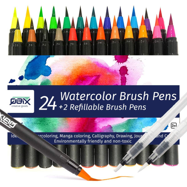 Set de peinture aquarelle 24 pinceaux brush Qbix