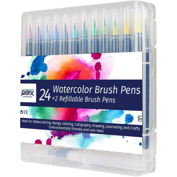 Set de peinture aquarelle 24 pinceaux brush Qbix