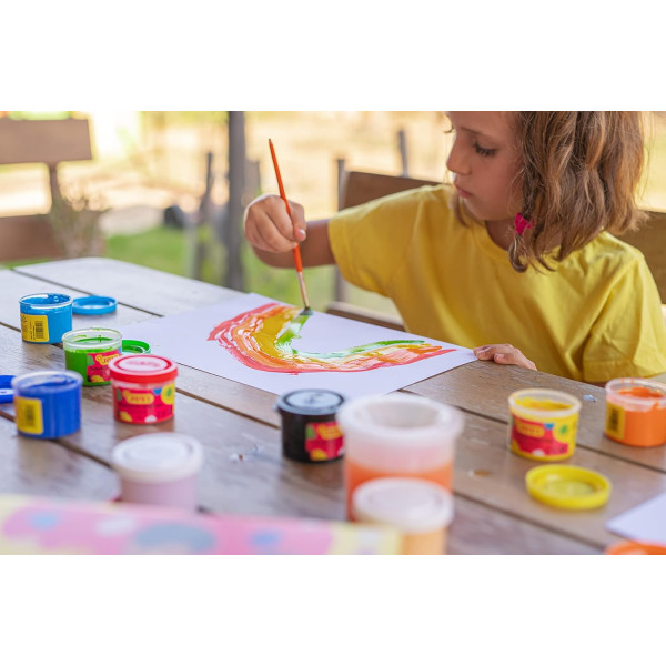 Gouache - Enfant - Scolaire - 12 couleurs vives - Pots de 35ml + pinceau - Jovi