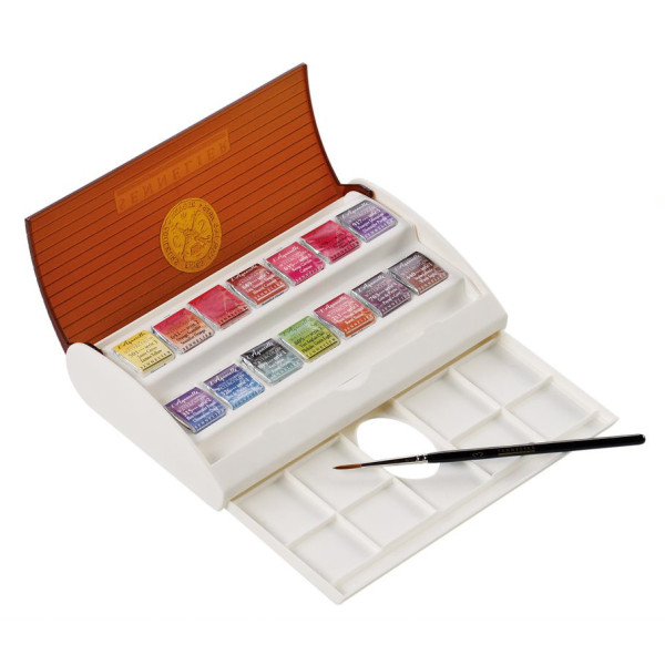 Peinture aquarelle - L'Aquarelle - Extra-fine - 14 demi-godets + pinceau - Sennelier