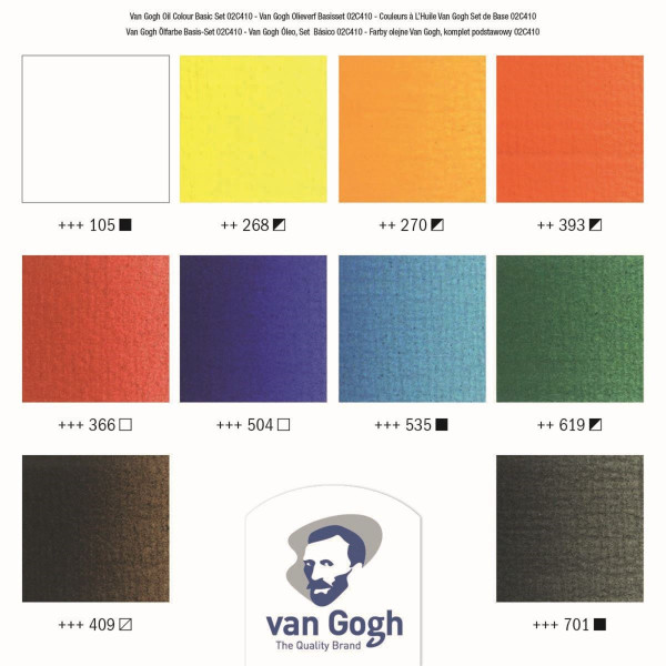 Peinture à l'huile - Coffret de 10 tubes de 20ml - Qualité supérieure - Van Gogh