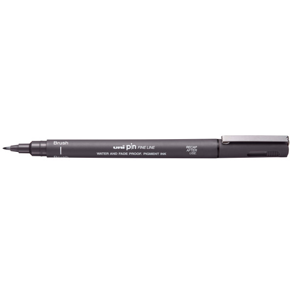 Feutre Uni Pin pointe fine pinceau brush gris foncé Uni Ball