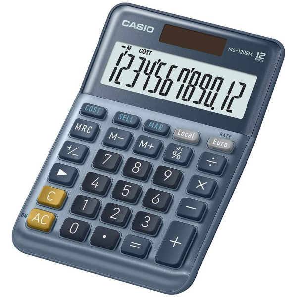 Calculatrice de bureau Casio MS-120EM batterie solaire bleu