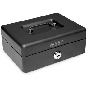 Caisse à monnaie en acier 5 compartiments 25 cm noir Rapesco