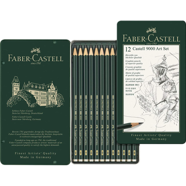 Boîte métal de 12 crayons graphite Faber-Castell
