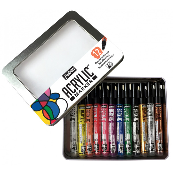 Marqueurs - Peinture acrylique - 12 couleurs - Pébéo - Acrylic Marker - Tous supports
