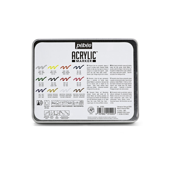 Marqueurs - Peinture acrylique - 12 couleurs - Pébéo - Acrylic Marker - Tous supports