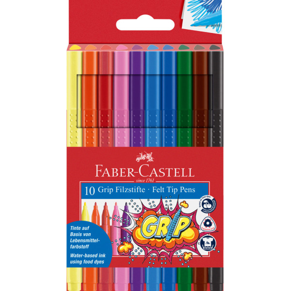 Etui de 10 feutres de couleur avec grip Faber-Castell