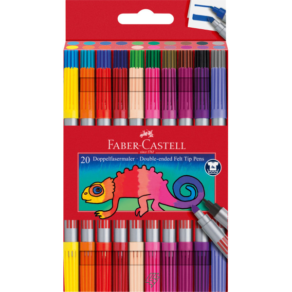 Pochette de 20 feutres double pointe Faber-Castell