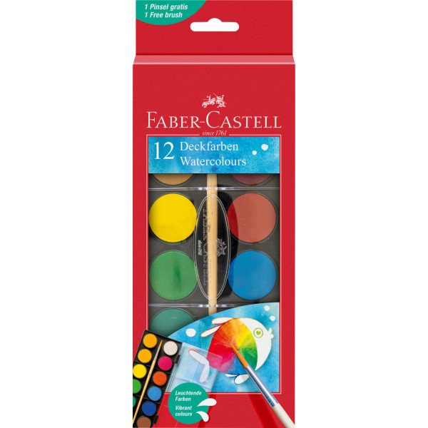 Boîte de 12 pastilles de peinture à l'eau Faber-Castell