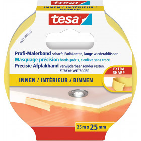 Ruban de masquage de précision pour intérieur 25m x 25mm Tesa