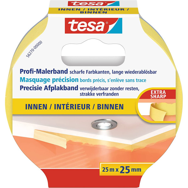 Ruban de masquage de précision pour intérieur 25m x 25mm Tesa