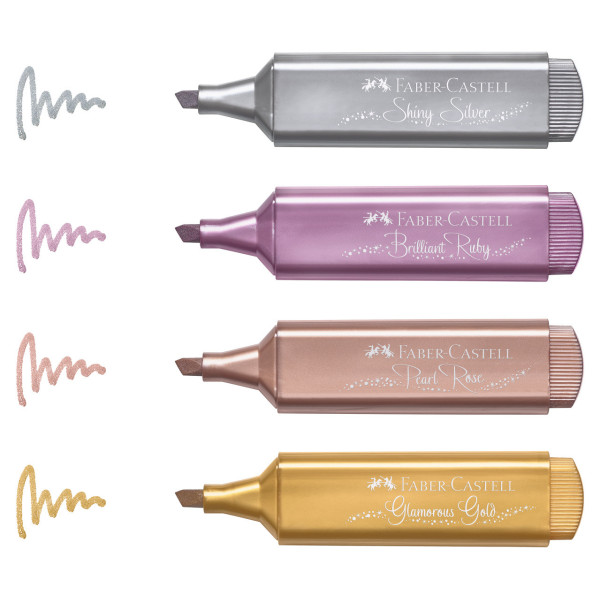 Etui de 4 surligneurs TL 1546 Faber-Castell assortiment métallisé