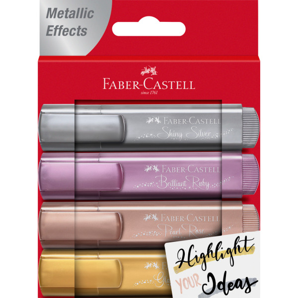 Etui de 4 surligneurs TL 1546 Faber-Castell assortiment métallisé