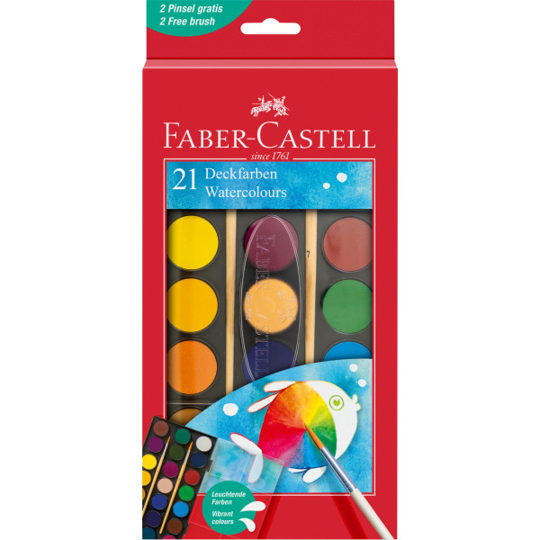 Boîte de 21 pastilles de peinture à l'eau Faber-Castell