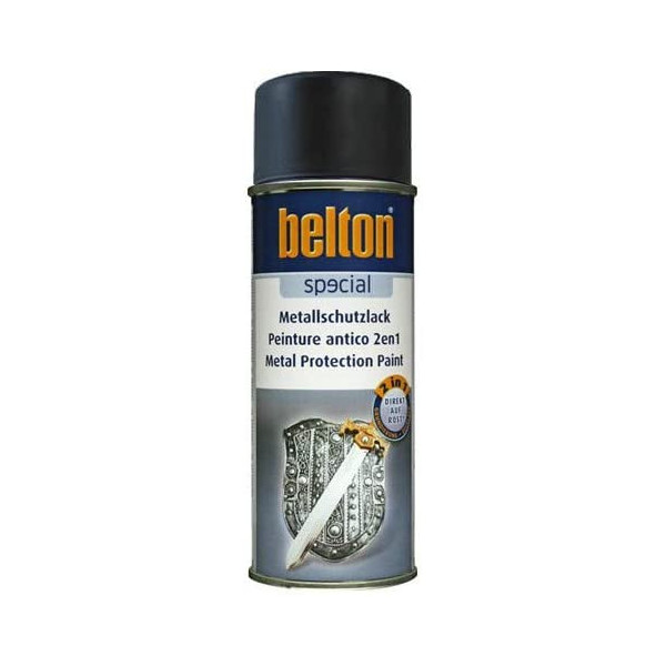 Bombe de peinture Belton anti-corrosion pour métaux 2 en 1 noir mat 400ml