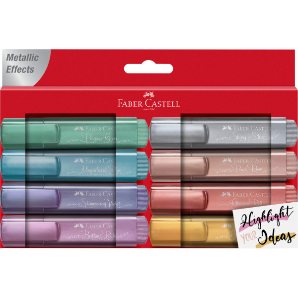 Etui de 8 surligneurs TL 1546 Faber-Castell assortiment métallisé