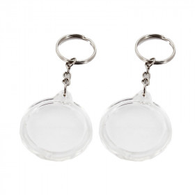 2 porte-clés rond personnalisable en plastique transparent