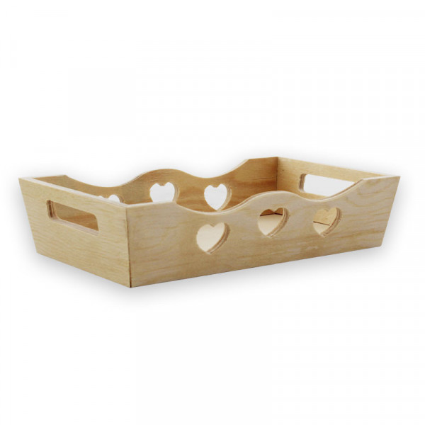 Plateau décoratif en bois avec découpe 3 cœurs