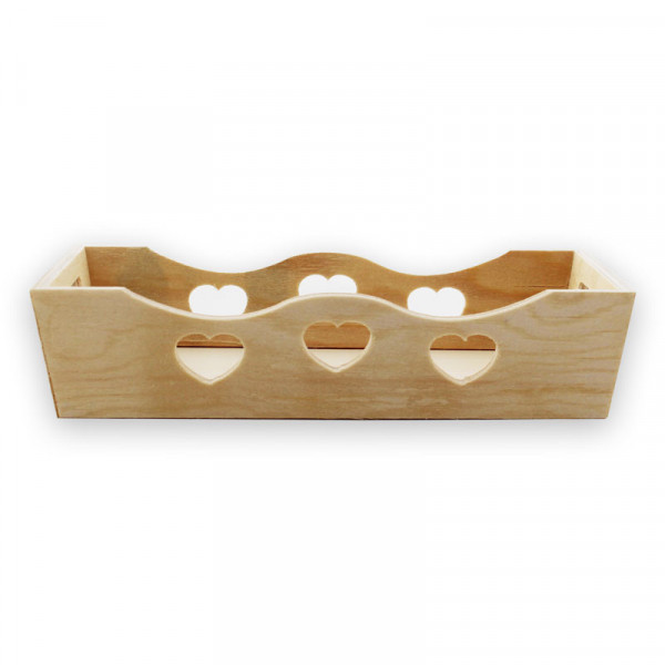 Plateau décoratif en bois avec découpe 3 cœurs