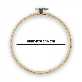 Tambour à broder en bois 16 cm diamètre avec vis de réglage