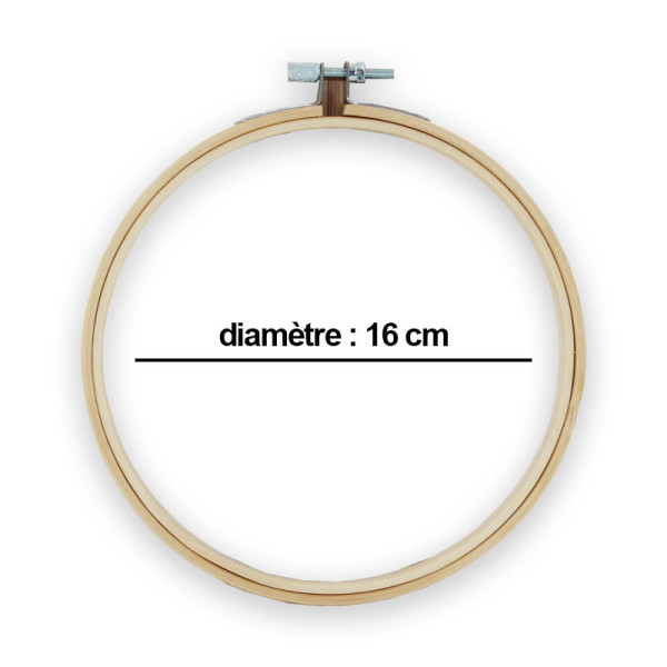 Tambour à broder en bois 16 cm diamètre avec vis de réglage