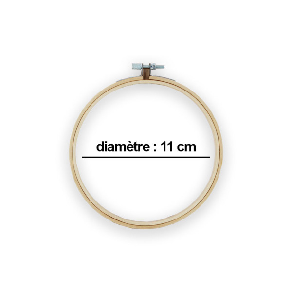 Tambour à broder en bois 11 cm diamètre avec vis de réglage