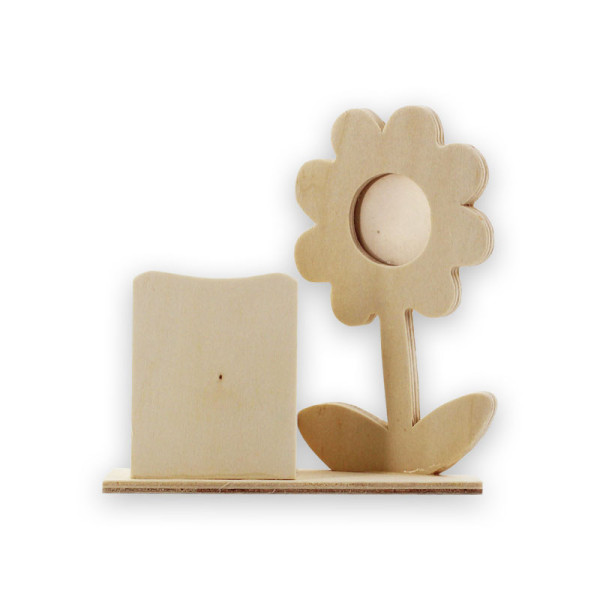 Pot à crayon en bois naturel avec porte photo fleur en bois naturel