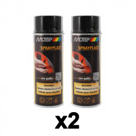 Lot 2 bombes de peinture pelable - Sprayplast - noir brillant - Motip