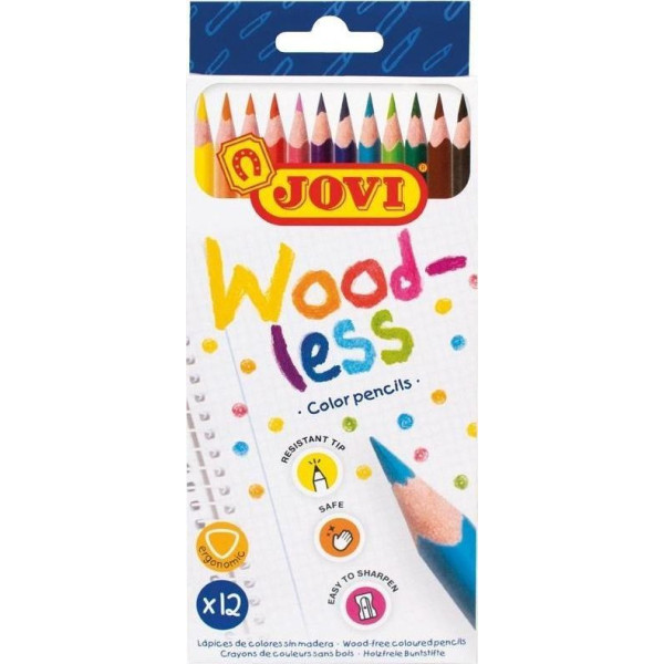 Etui de 12 crayons de couleur sans bois Woodless Jovi