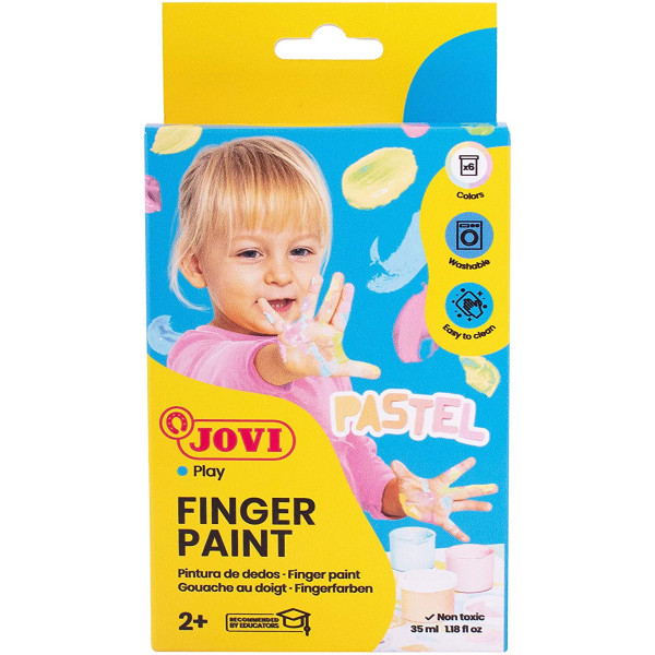 Peinture au doigt pour enfant Jovi assortiment 6 pots 35ml couleurs pastel