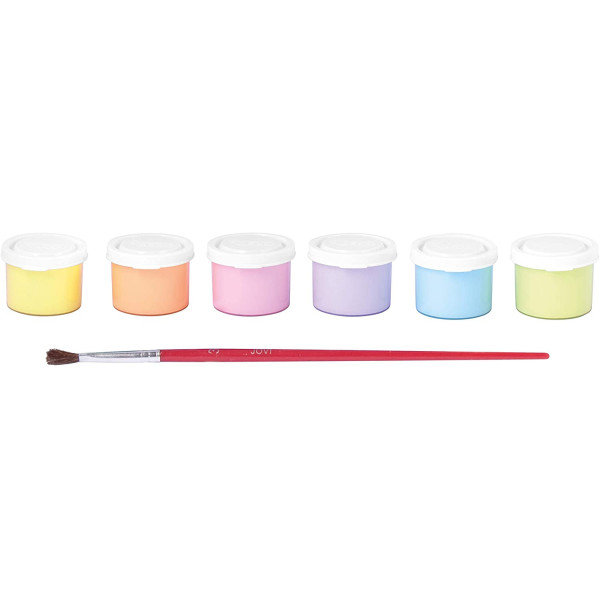 Gouache scolaire Jovi assortiment de 6 pots 35 ml avec pinceau couleurs pastel