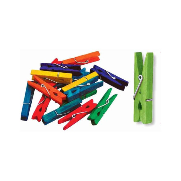 Sachet de 50 pinces à linge en bois coloré pour scrapbooking