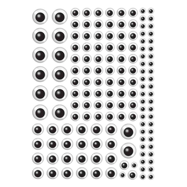 Gommettes yeux noir et blanc 2 planches 296 pièces