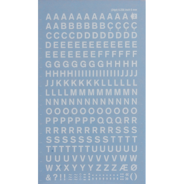 Lettres transfert à sec blanc 6mm Decadry Apli