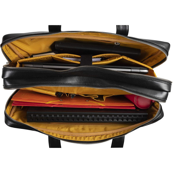 Sacoche en cuir pour pc portable 15,6 pouces Exactive Exacompta double compartiment