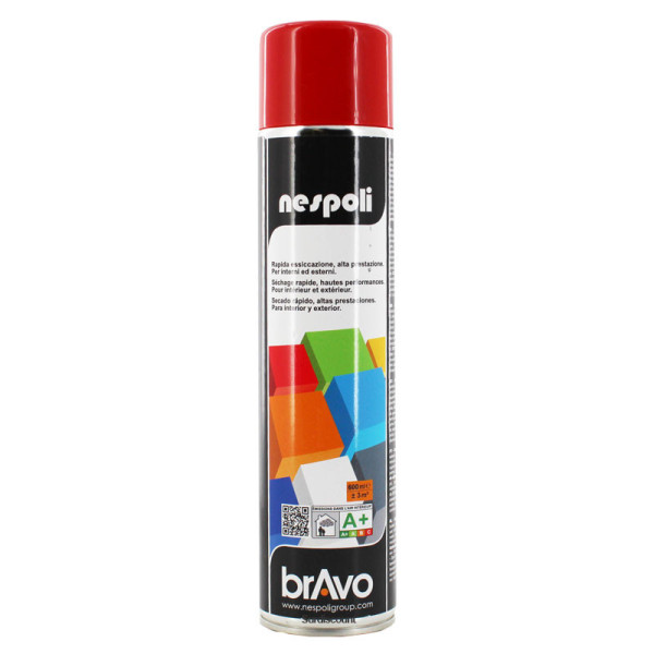 Bombe de peinture professionnelle Nespoli Bravo rouge feu RAL 3000 600ml