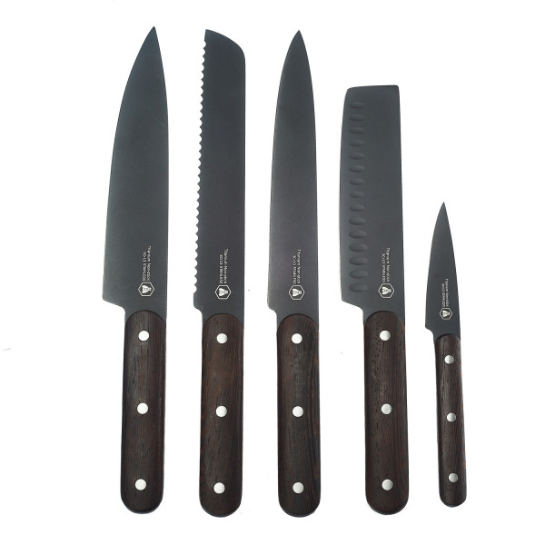 Coffret de 5 couteaux de cuisine Laguiole lame acier noire