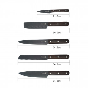 Coffret de 5 couteaux de cuisine Laguiole lame acier noire