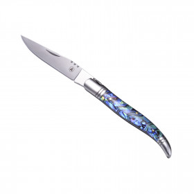 Couteau lame pliante manche en nacre Laguiole