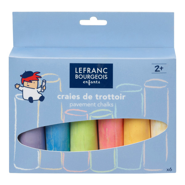 Boîte de 6 grosses craies de trottoir maxi format Lefranc Bouregois