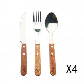 Coffret pique-nique de 18 couverts Laguiole avec manche en bois et mallette