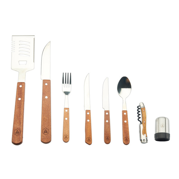 Coffret pique-nique de 18 couverts Laguiole avec manche en bois et mallette